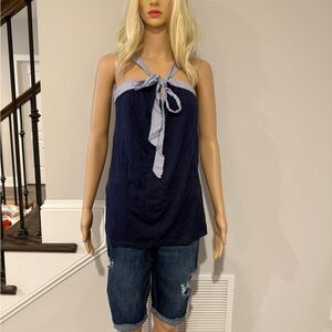 GAP Blue Tank Top with adjustable blue/white stripe halter neck
